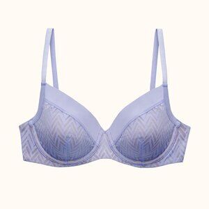 Three ThirdLove 34D Chevron Contour Demi Bra Blue, Red, Navy
